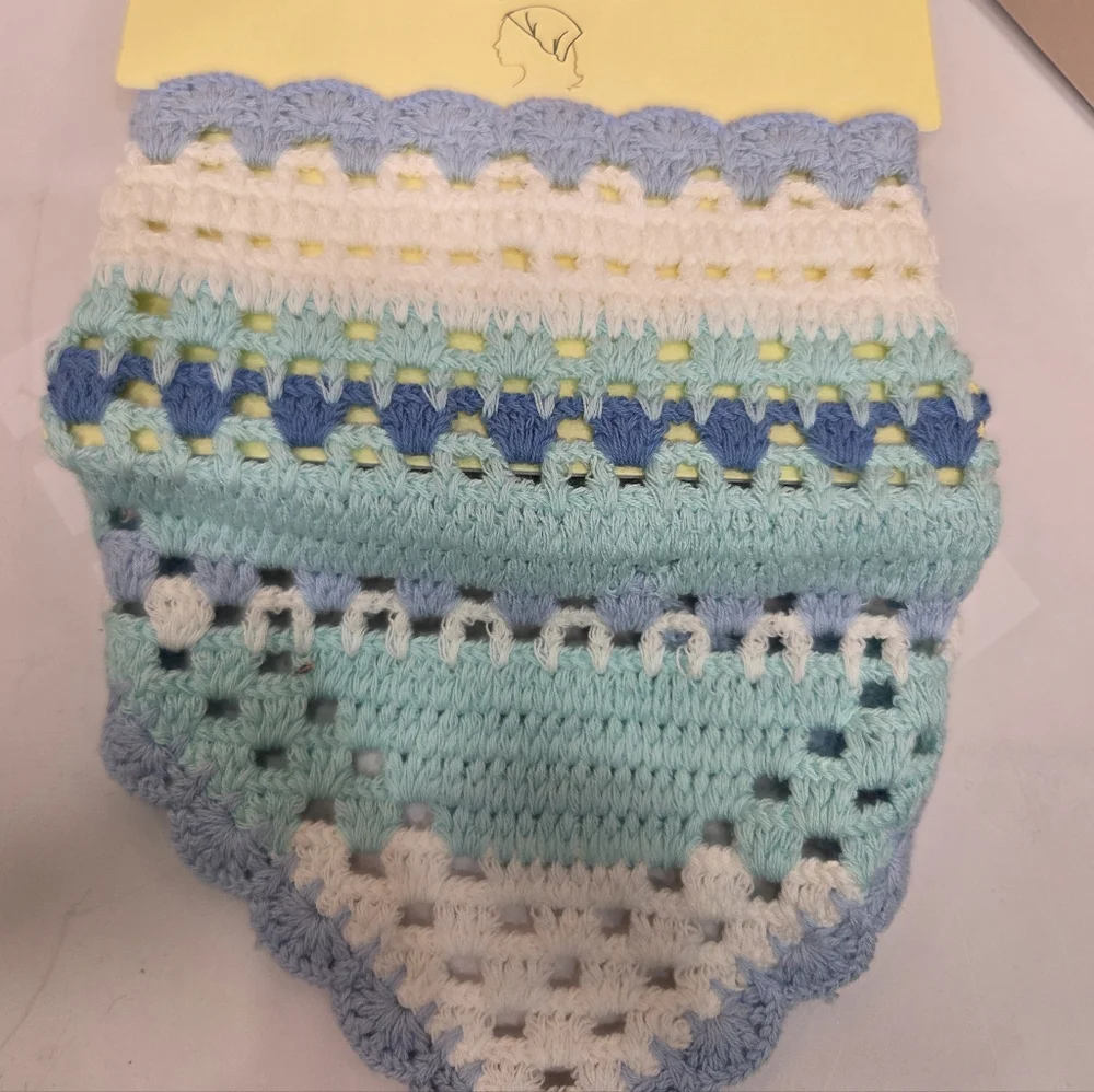 💙▪️Piper K ▪️blue Striped Crochet Hair Scarf